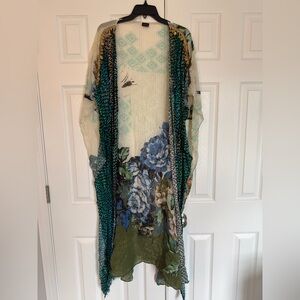 SAACHI Blue and Green Floral Swim Coverup